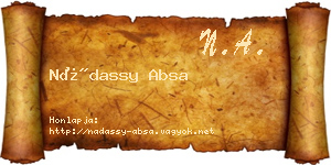 Nádassy Absa névjegykártya